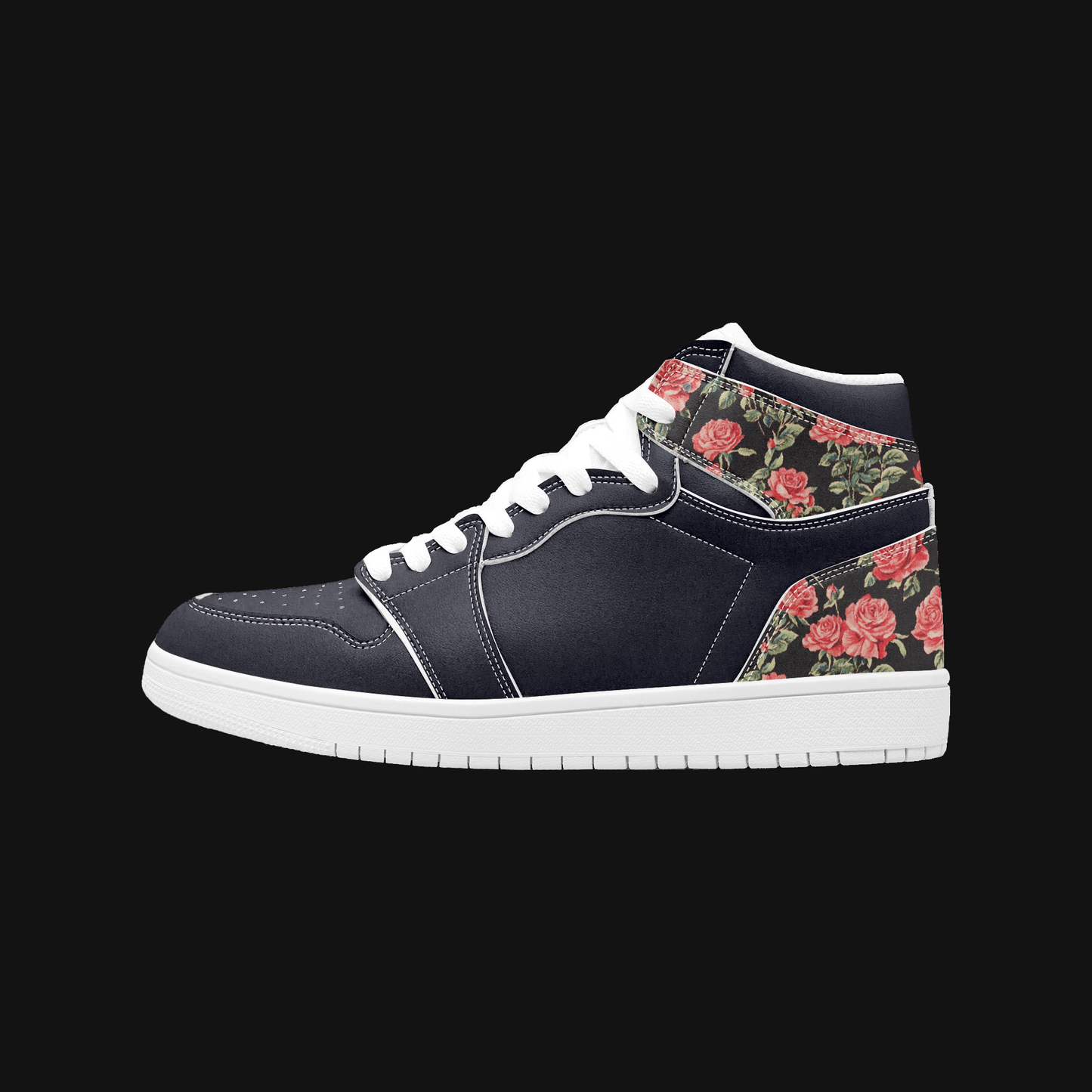 AJ1 High-Top Leather Sneakers - White / Black Blue / Rose